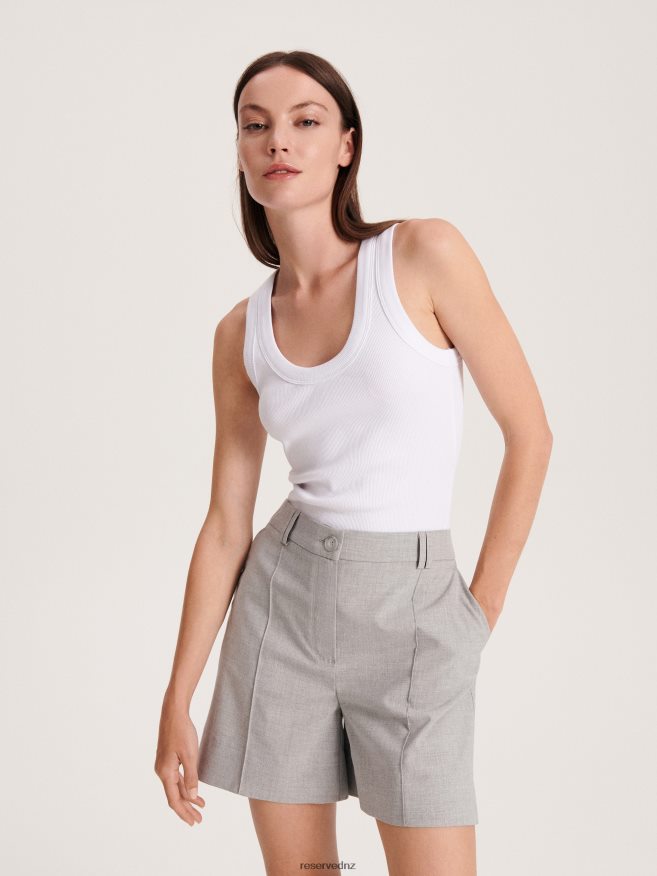 Reserved Women Rib Knit Jersey Top P6H08T436 Apparel White