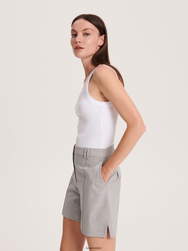 Reserved Women Rib Knit Jersey Top P6H08T436 Apparel White