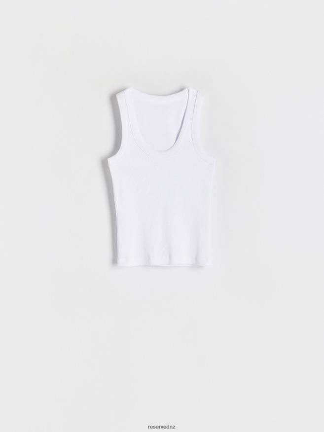 Reserved Women Rib Knit Jersey Top P6H08T436 Apparel White