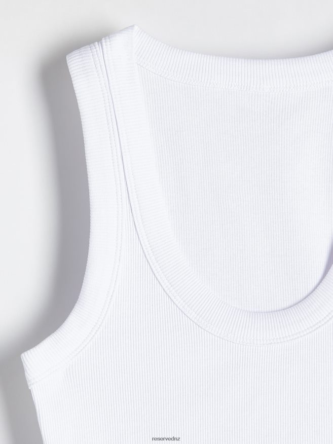 Reserved Women Rib Knit Jersey Top P6H08T436 Apparel White