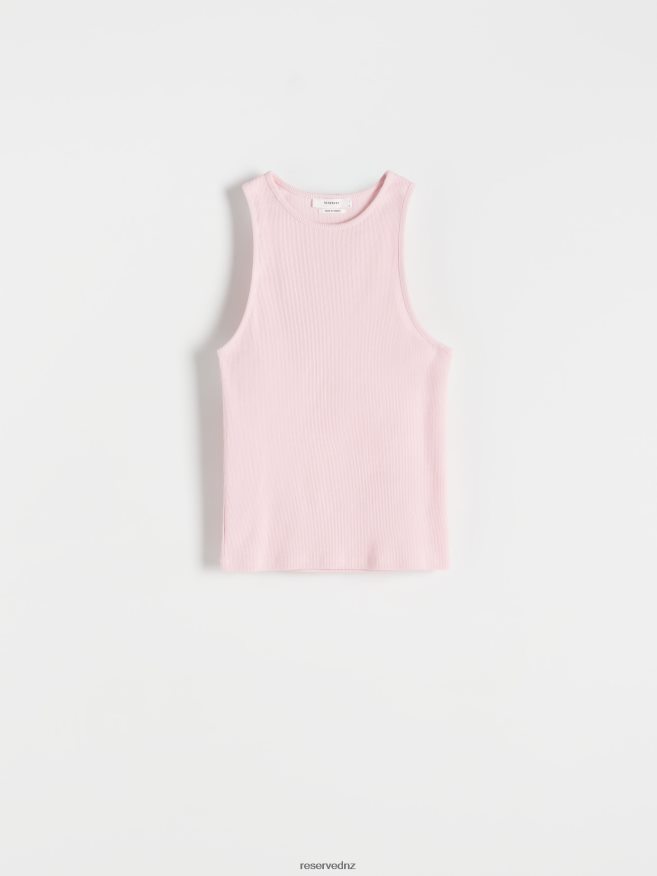 Reserved Women Rib Knit Jersey Top P6H08T500 Apparel Pastel Pink