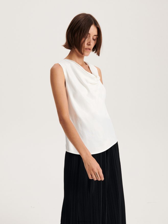 Reserved Women Satin Top P6H08T190 Apparel Cream