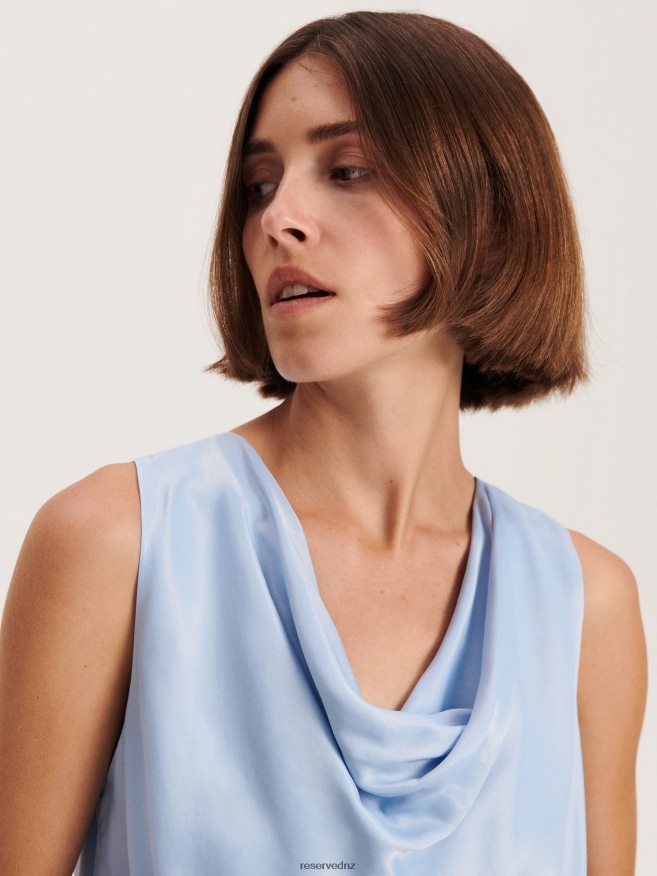 Reserved Women Satin Top P6H08T214 Apparel Pale Blue