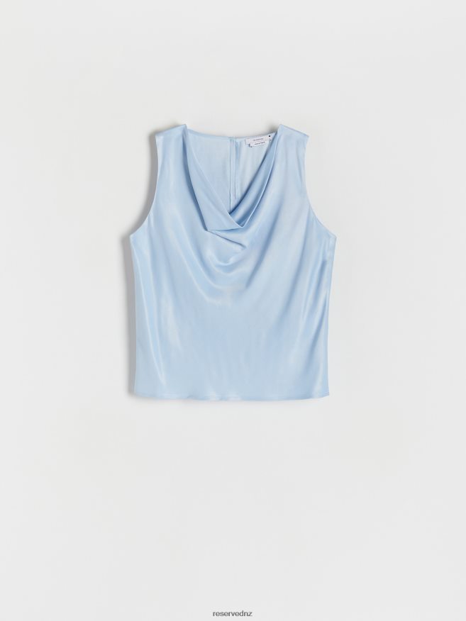 Reserved Women Satin Top P6H08T214 Apparel Pale Blue