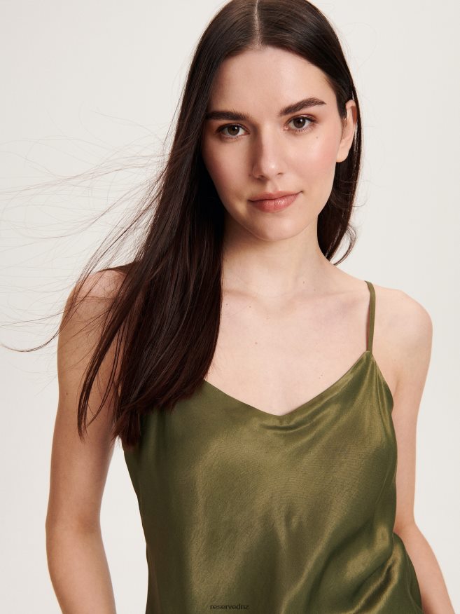 Reserved Women Satin Top P6H08T332 Apparel Olive