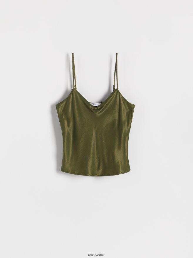 Reserved Women Satin Top P6H08T332 Apparel Olive