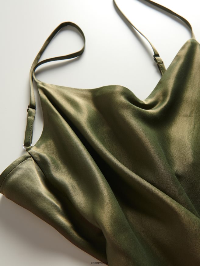Reserved Women Satin Top P6H08T332 Apparel Olive