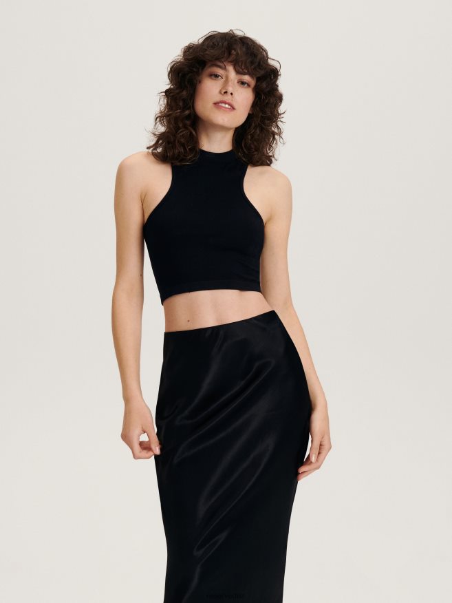 Reserved Women Seamless Jersey Crop Top P6H08T526 Apparel Black