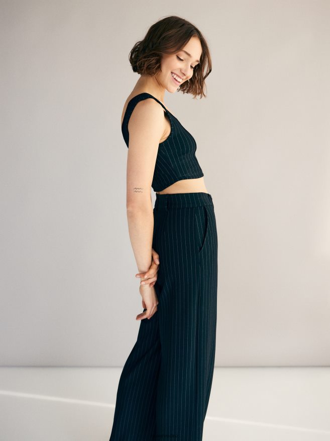 Reserved Women Stripe Top P6H08T470 Apparel Steel Blue