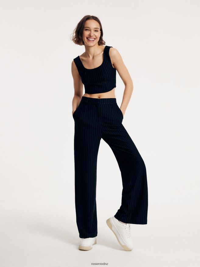 Reserved Women Stripe Top P6H08T470 Apparel Steel Blue