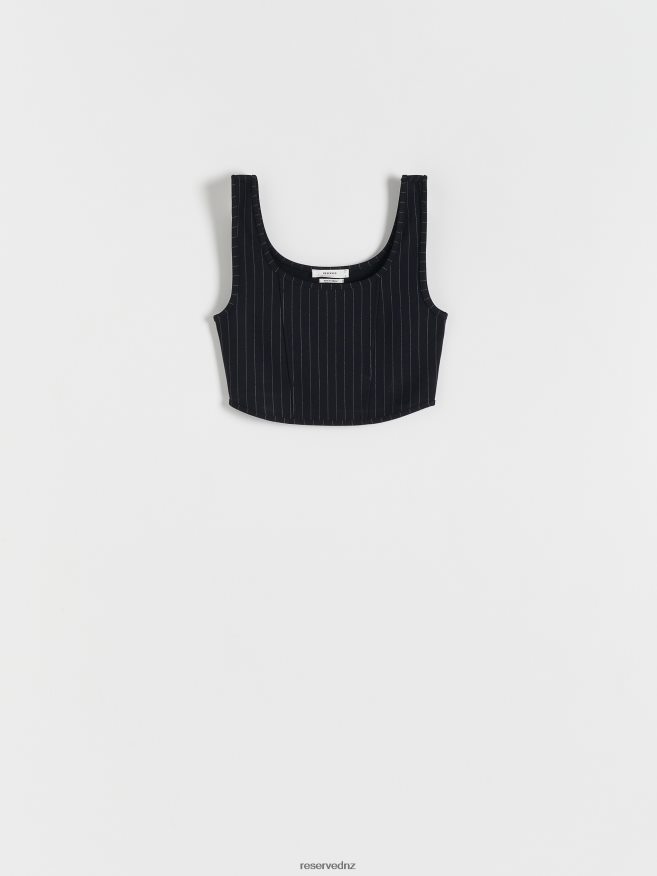 Reserved Women Stripe Top P6H08T470 Apparel Steel Blue