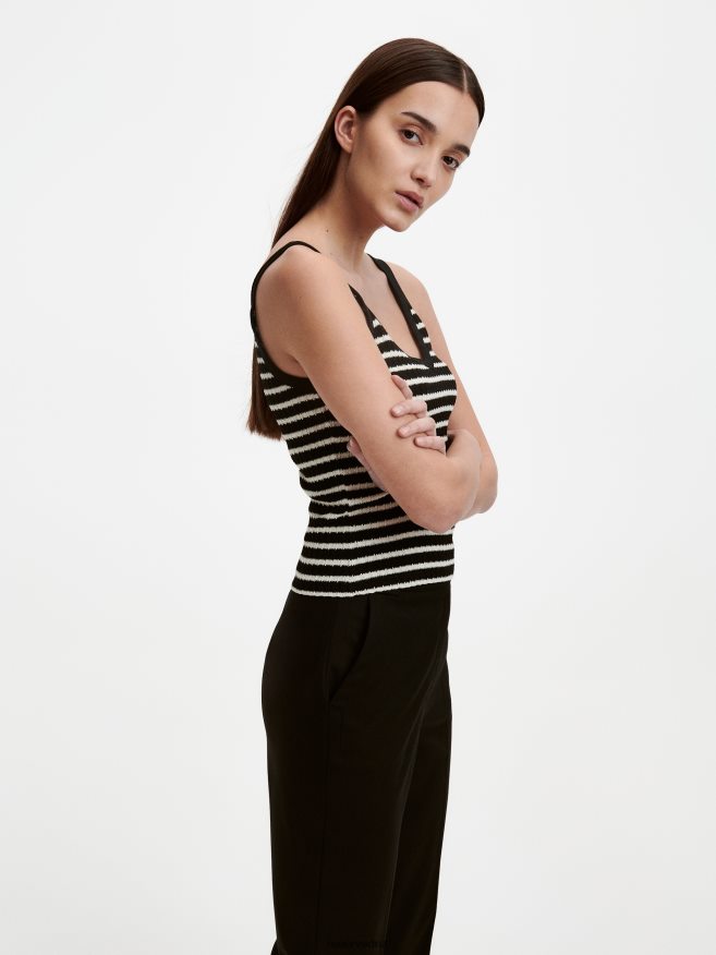 Reserved Women Stripe Top P6H08T487 Apparel Black