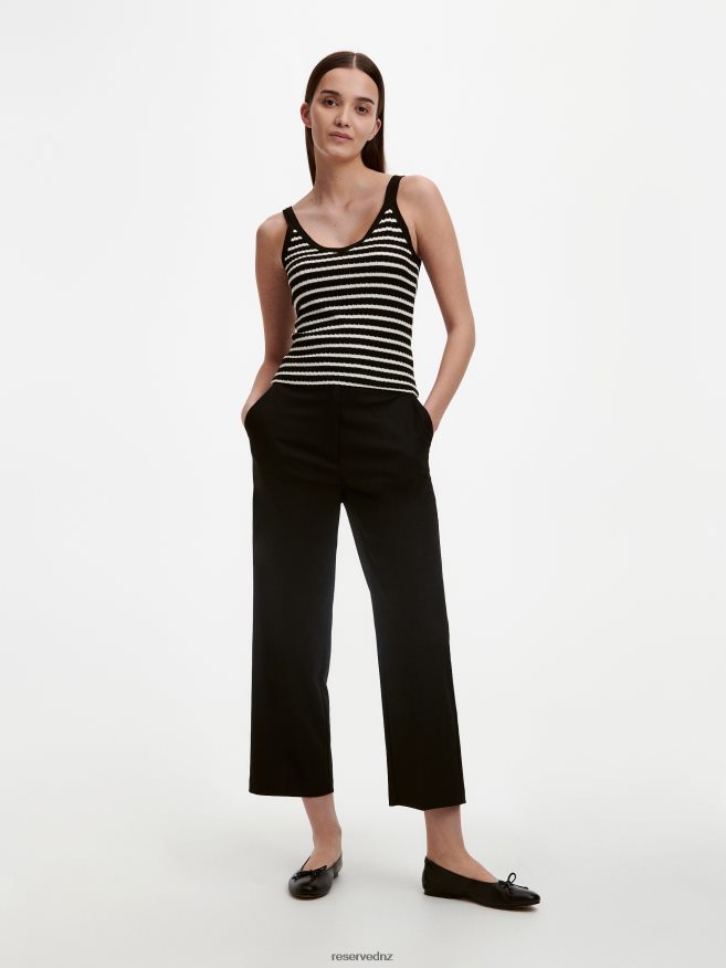 Reserved Women Stripe Top P6H08T487 Apparel Black