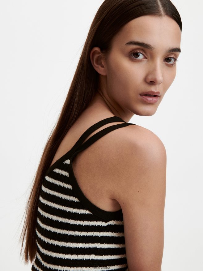 Reserved Women Stripe Top P6H08T487 Apparel Black