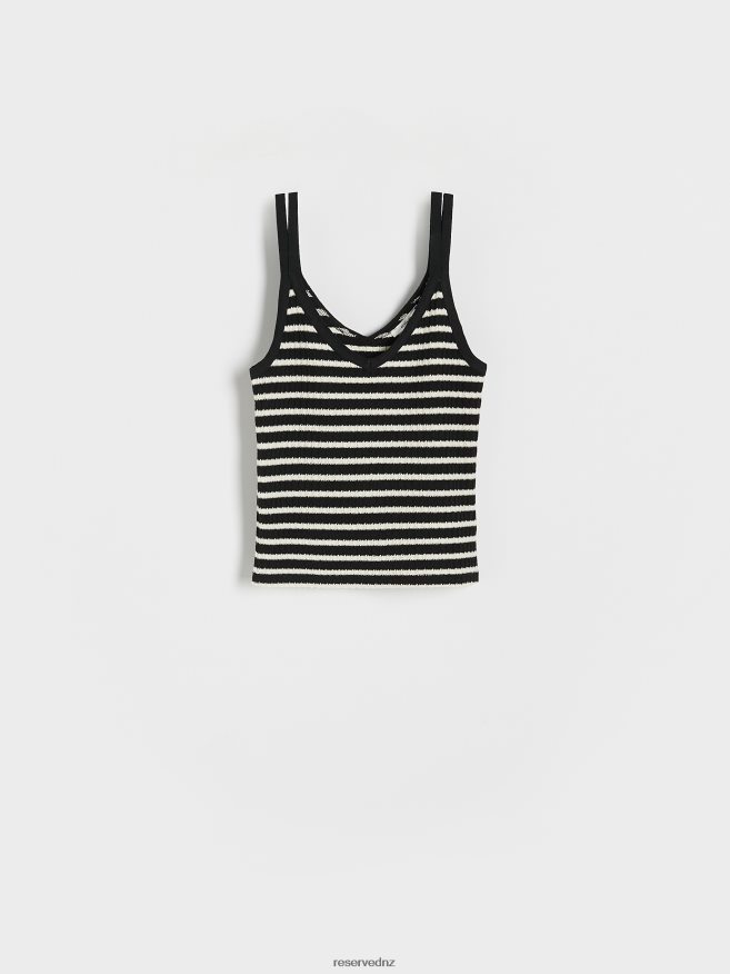 Reserved Women Stripe Top P6H08T487 Apparel Black