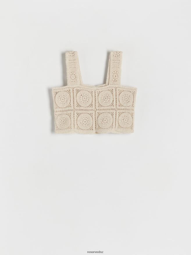 Reserved Women Structural Jersey Crop Top P6H08T519 Apparel Beige