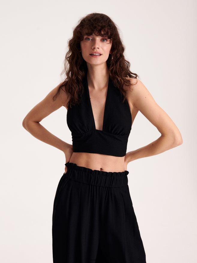 Reserved Women Tied Neck Top P6H08T330 Apparel Black