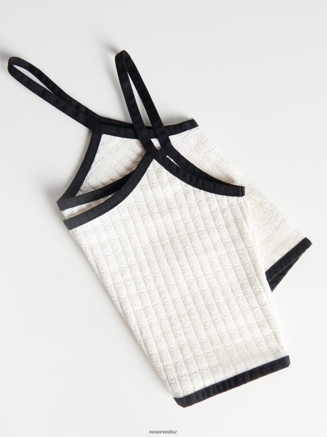 Reserved Women Top With Contrast Trim P6H08T492 Apparel Cream