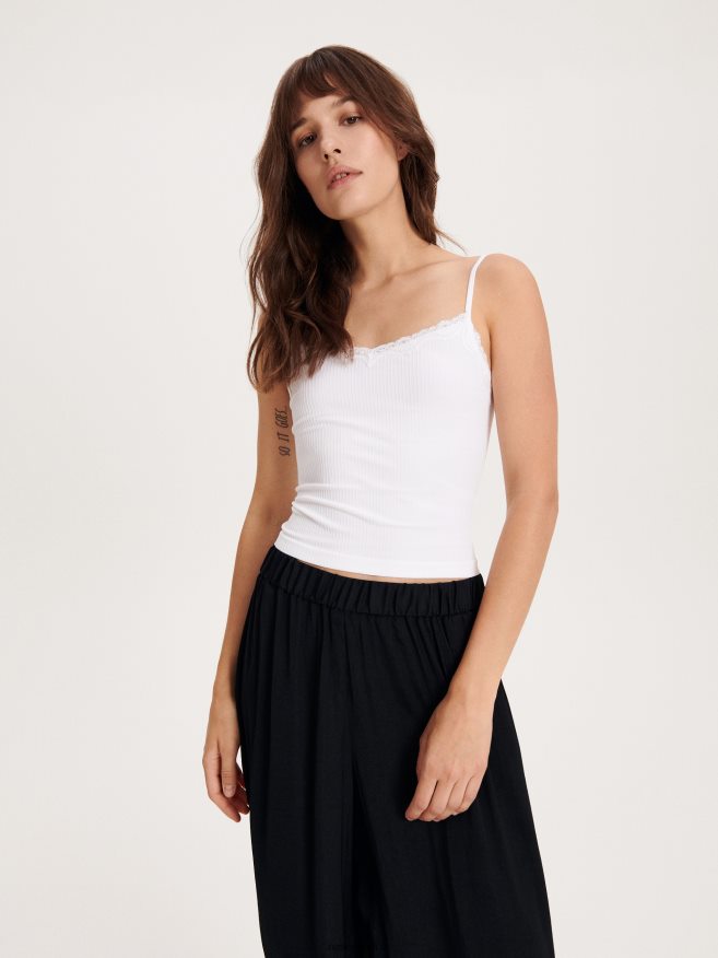 Reserved Women Top With Lace P6H08T411 Apparel White