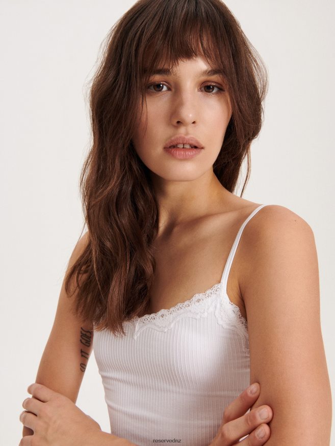 Reserved Women Top With Lace P6H08T411 Apparel White