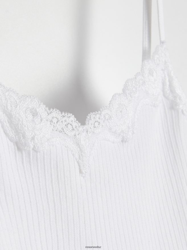 Reserved Women Top With Lace P6H08T411 Apparel White