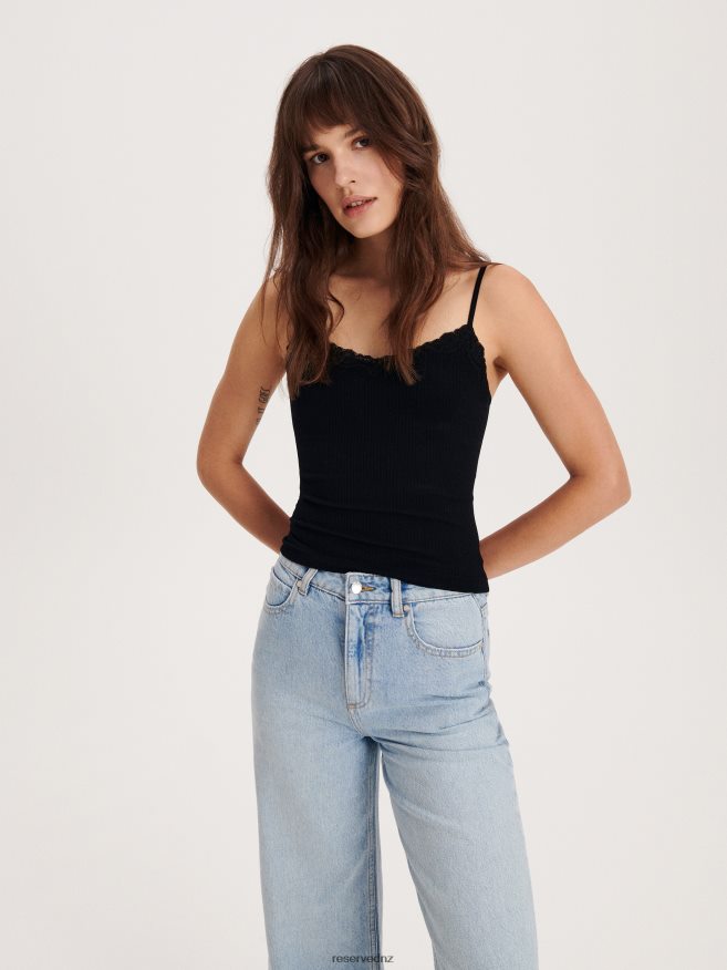 Reserved Women Top With Lace P6H08T432 Apparel Black