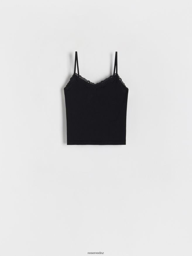 Reserved Women Top With Lace P6H08T432 Apparel Black