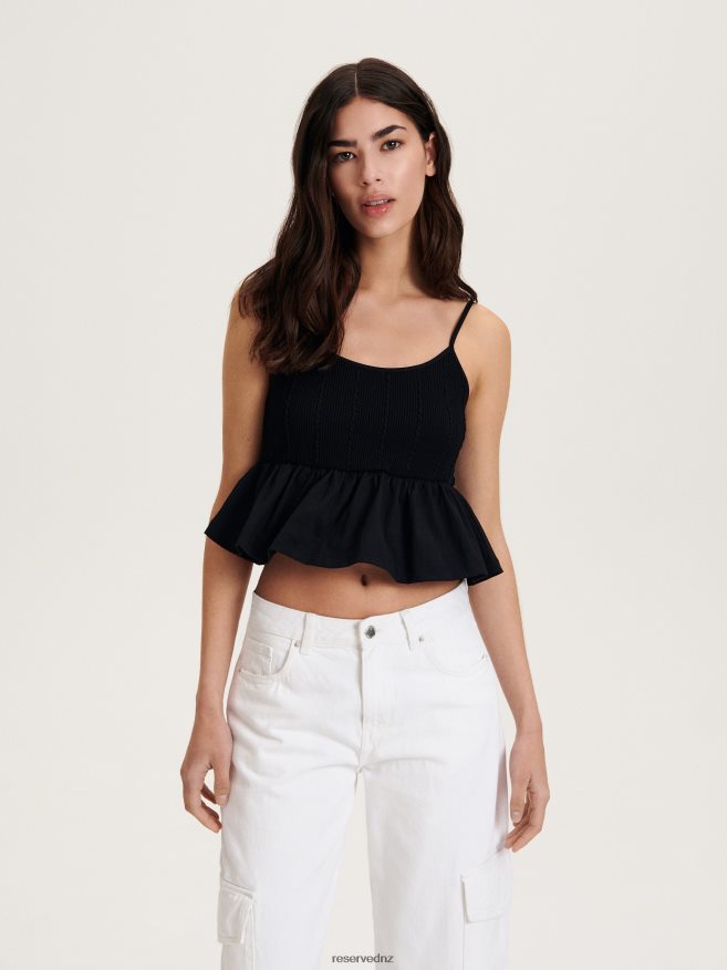 Reserved Women Top With Overskirt P6H08T480 Apparel Black