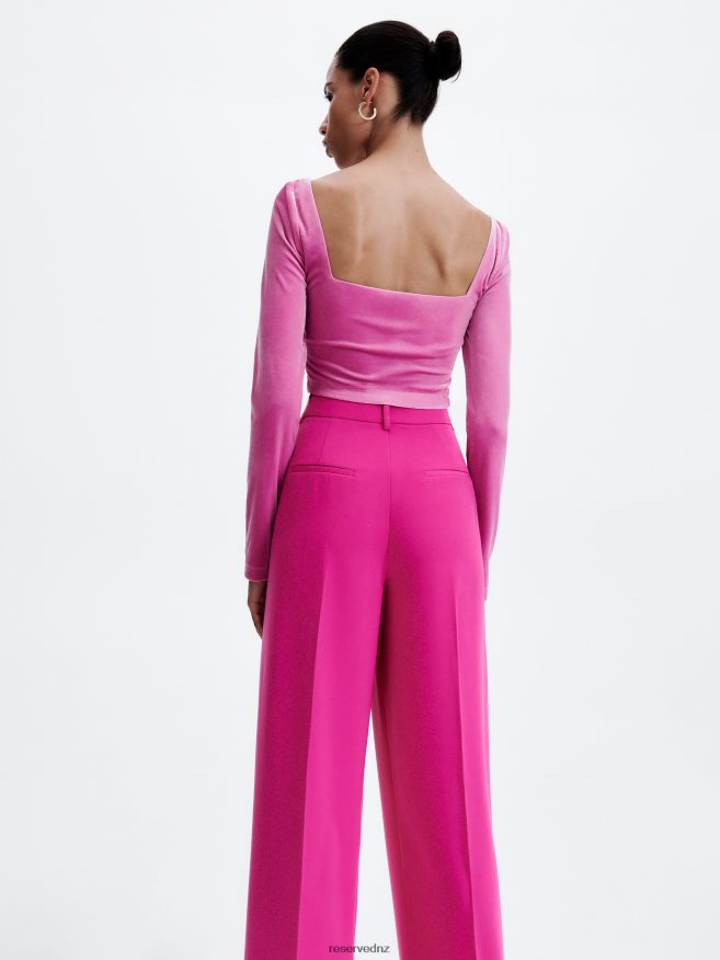Reserved Women Velour Top P6H08T333 Apparel Hot Pink