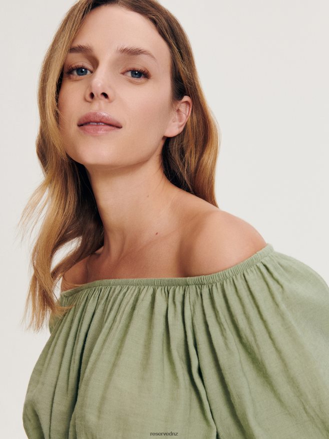 Reserved Women Viscose Rich Top P6H08T337 Apparel Light Olive