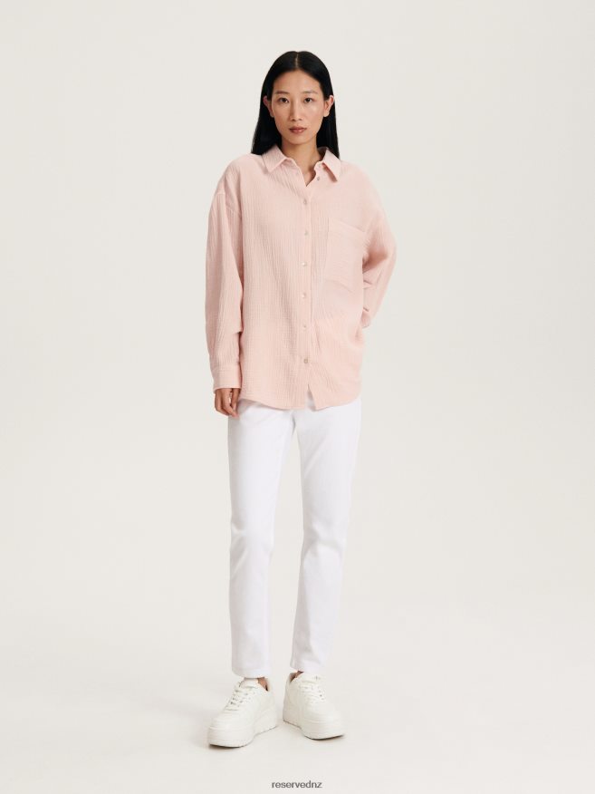 Reserved Women Cotton Shirt P6H08T199 Apparel Pastel Pink