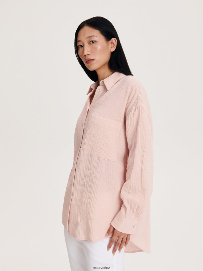Reserved Women Cotton Shirt P6H08T199 Apparel Pastel Pink