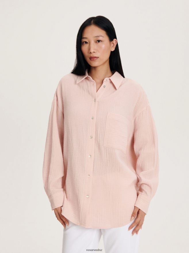 Reserved Women Cotton Shirt P6H08T199 Apparel Pastel Pink