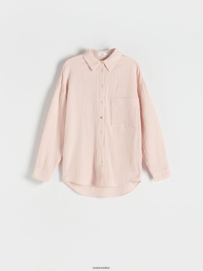 Reserved Women Cotton Shirt P6H08T199 Apparel Pastel Pink