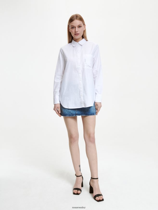 Reserved Women Cotton Shirt P6H08T311 Apparel Cream