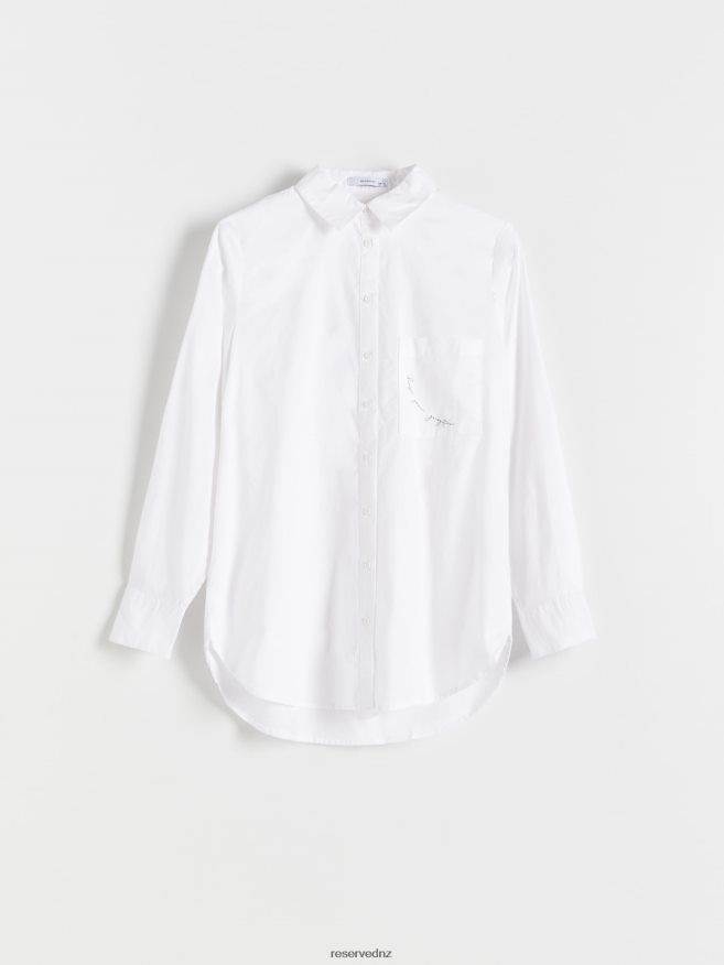 Reserved Women Cotton Shirt P6H08T311 Apparel Cream