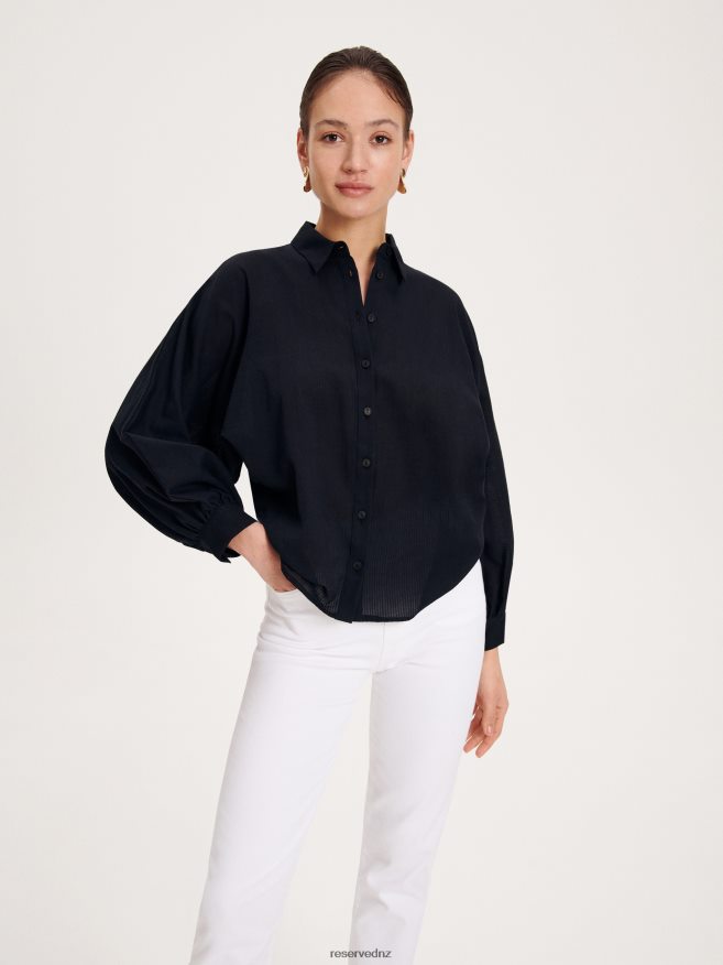 Reserved Women Cotton Shirt P6H08T354 Apparel Black