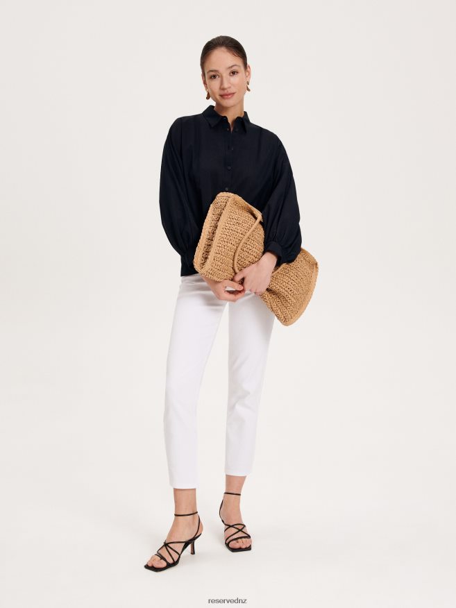 Reserved Women Cotton Shirt P6H08T354 Apparel Black