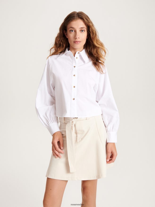 Reserved Women Cropped Cotton Shirt P6H08T206 Apparel White