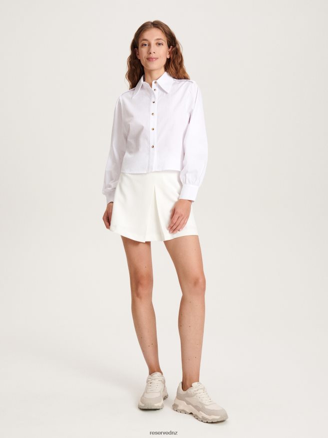 Reserved Women Cropped Cotton Shirt P6H08T206 Apparel White
