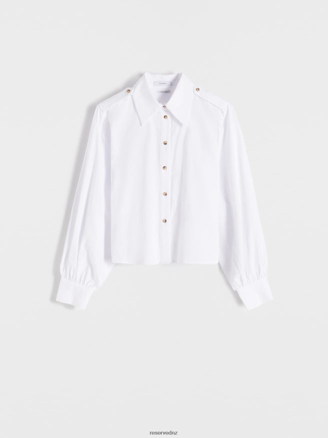 Reserved Women Cropped Cotton Shirt P6H08T206 Apparel White