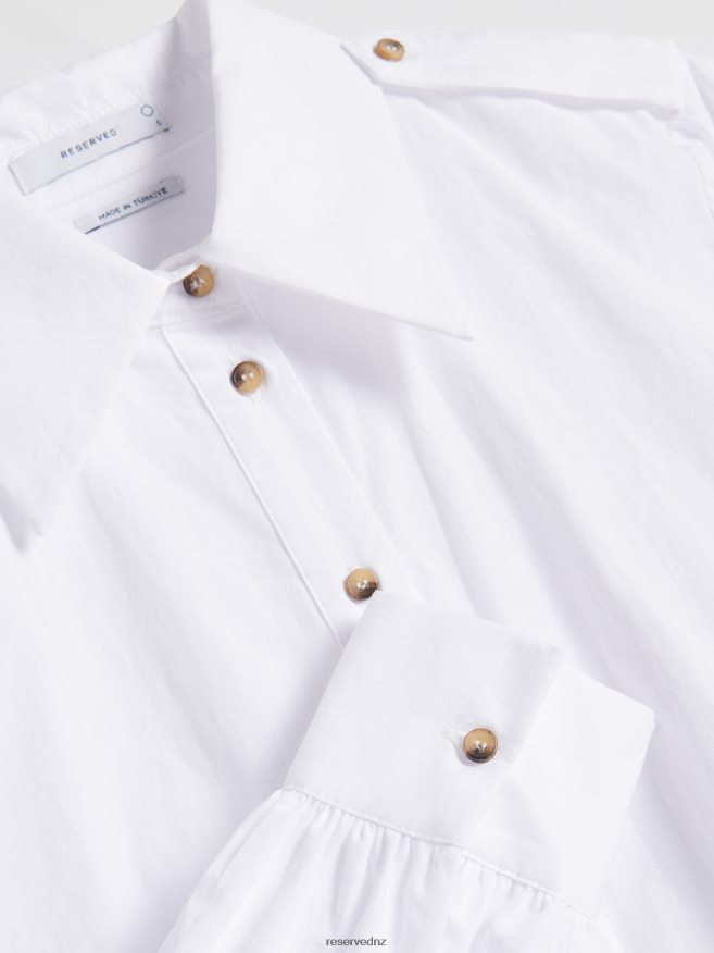 Reserved Women Cropped Cotton Shirt P6H08T206 Apparel White