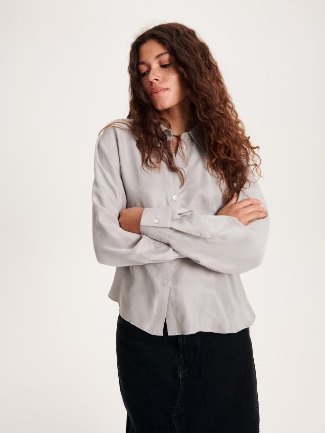Reserved Women Cupro Rich Shirt P6H08T61 Apparel Light Grey