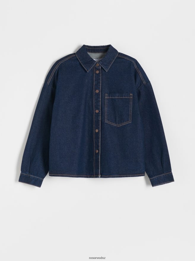 Reserved Women Denim Shirt P6H08T296 Apparel Navy