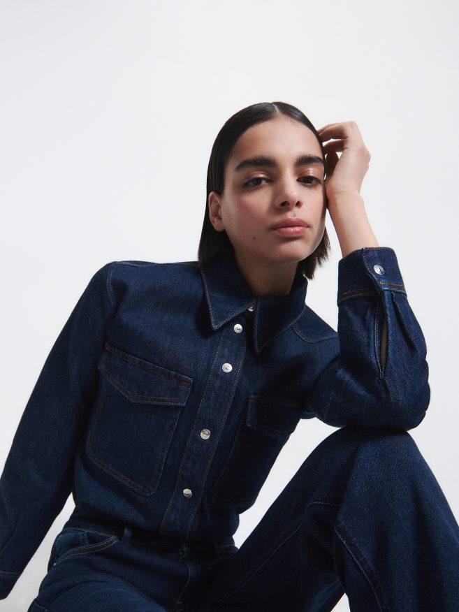 Reserved Women Denim Shirt P6H08T348 Apparel Navy