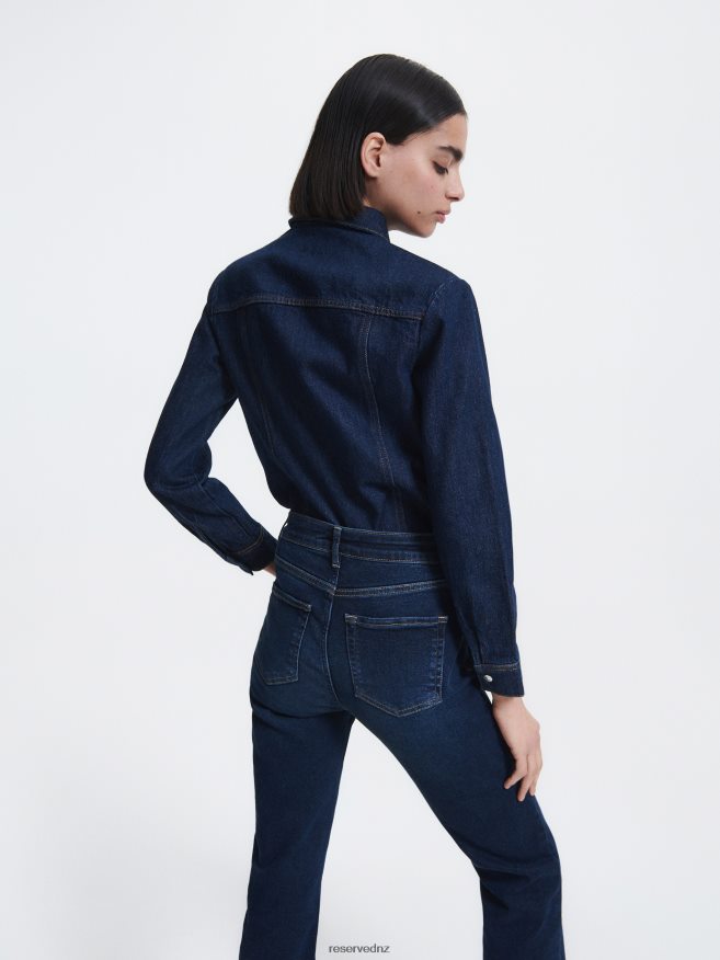 Reserved Women Denim Shirt P6H08T348 Apparel Navy