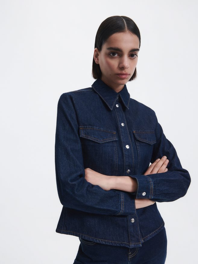 Reserved Women Denim Shirt P6H08T348 Apparel Navy