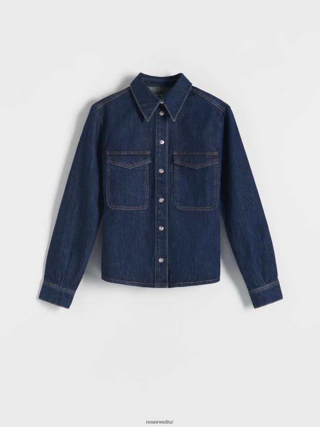 Reserved Women Denim Shirt P6H08T348 Apparel Navy