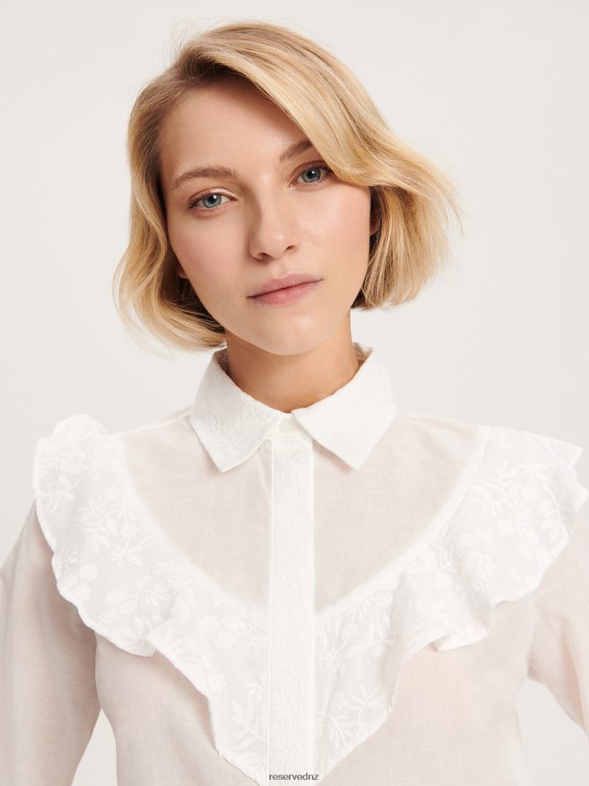 Reserved Women Embroidered Cotton Shirt P6H08T277 Apparel White