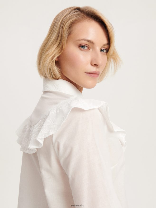 Reserved Women Embroidered Cotton Shirt P6H08T277 Apparel White